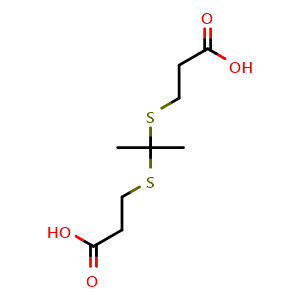 Chemical structure of 5,5-dimethyl-4,6-dithia-nonanedioic acid , CAS 4265-59-2, AChemBlock T98540