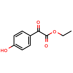 Chemical structure of Ethyl 2-(4-hydroxyphenyl)-2-oxoacetate , CAS 70080-54-5, AChemBlock T98553