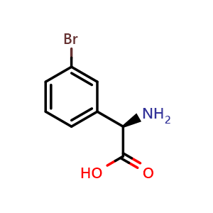 Chemical structure of (R)-2-Amino-2-(3-bromophenyl)acetic acid , CAS 2166163-71-7, AChemBlock T98567