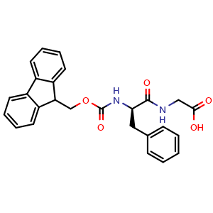 Chemical structure of N-Fmoc-D-phenylalanyl-glycine , CAS 2154393-27-6, AChemBlock T98569