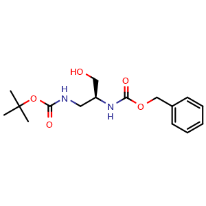Chemical structure of (S)-2-N-Cbz-amino-3-N-Boc-aminopropan-1-ol , CAS 199005-69-1, AChemBlock T98572