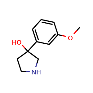 Chemical structure of 3-(3-Methoxyphenyl)-3-pyrrolidinol , CAS 1260674-46-1, AChemBlock T98591