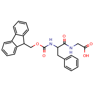 Chemical structure of N-Fmoc-DL-phenylalanyl-glycine , CAS 1105052-68-3, AChemBlock T98603