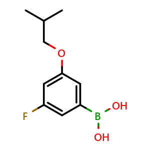 Chemical structure of 3-Fluoro-5-isobutoxyphenylboronic acid , CAS 850589-57-0, AChemBlock T98613