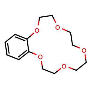 Chemical structure of 2,3,5,6,8,9,11,12-Octahydrobenzo[b][1,4,7,10,13]pentaoxacyclopentadecine , CAS 14098-44-3, AChemBlock T98620