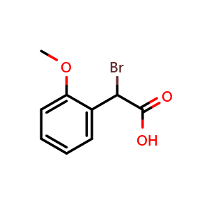 Chemical structure of 2-bromo-2-(2-methoxyphenyl)acetic acid , CAS 251366-53-7, AChemBlock T98647