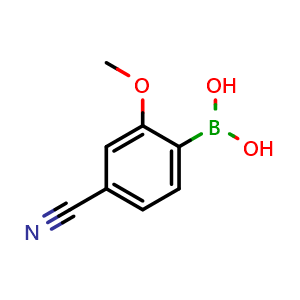 Chemical structure of (4-Cyano-2-methoxyphenyl)boronic acid , CAS 1256345-67-1, AChemBlock T98654