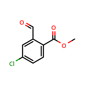 Chemical structure of Methyl 4-chloro-2-formylbenzoate , CAS 1001336-16-8, AChemBlock T98657