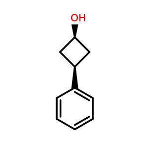 Chemical structure of cis-3-phenylcyclobutan-1-ol , CAS 150639-15-9, AChemBlock T98660