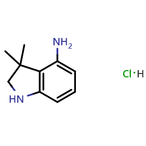 Chemical structure of 3,3-dimethylindolin-4-amine hydrochloride , CAS 2411634-83-6, AChemBlock T98663