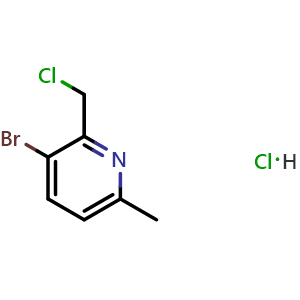 Chemical structure of 3-bromo-2-(chloromethyl)-6-methyl-pyridine hydrochloride , CAS 2344679-29-2, AChemBlock T98665