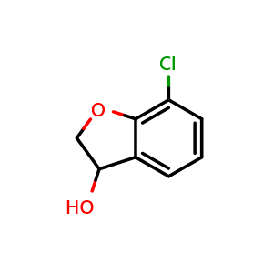 Chemical structure of 7-Chloro-2,3-dihydrobenzofuran-3-ol , CAS 1482794-07-9, AChemBlock T98667