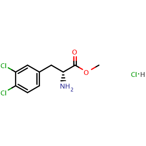 Chemical structure of methyl (2R)-2-amino-3-(3,4-dichlorophenyl)propanoate hydrochloride , CAS 880347-78-4, AChemBlock T98683