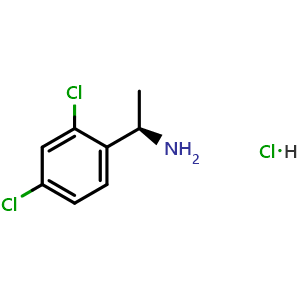Chemical structure of (R)-1-(2,4-dichlorophenyl)ethanamine hydrochloride , CAS 791098-94-7, AChemBlock T98691