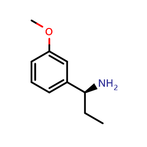 Chemical structure of (1S)-1-(3-methoxyphenyl)propylamine , CAS 623143-35-1, AChemBlock T98696