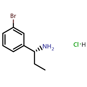 Chemical structure of (1R)-1-(3-bromophenyl)propylamine hydrochloride , CAS 623143-33-9, AChemBlock T98697