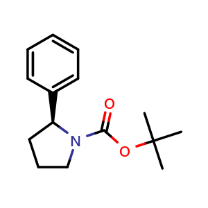 Chemical structure of (S)-N-boc-2-phenylpyrrolidine , CAS 174310-75-9, AChemBlock T98724