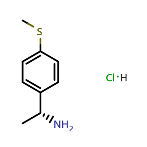 Chemical structure of (R)-1-(4-(methylthio)phenyl)ethanamine hydrochloride , CAS 1391401-54-9, AChemBlock T98732