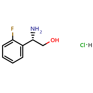 Chemical structure of (2S)-2-amino-2-(2-fluorophenyl)ethan-1-ol hydrochloride , CAS 1269773-22-9, AChemBlock T98742