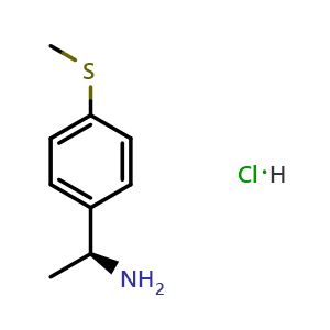 Chemical structure of (S)-1-(4-(methylthio)phenyl)ethanamine hydrochloride , CAS 1206910-91-9, AChemBlock T98753