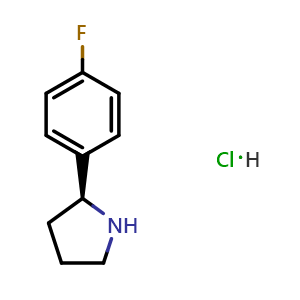 Chemical structure of (S)-2-(4-fluorophenyl)pyrrolidine hydrochloride , CAS 1073556-40-7, AChemBlock T98761