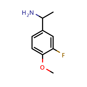 Chemical structure of 1-(3-Fluoro-4-methoxyphenyl)ethanamine , CAS 105321-49-1, AChemBlock T98762
