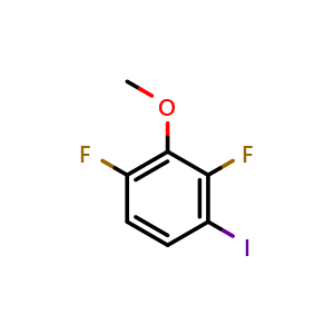 Chemical structure of 2,6-Difluoro-3-iodoanisole , CAS 220353-18-4, AChemBlock T98779