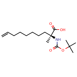 Chemical structure of (S)-2-(Boc-amino)-2-methyldec-9-enoic acid , CAS 288617-75-4, AChemBlock T98783