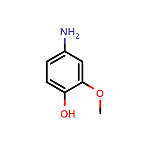 Chemical structure of 4-Amino-2-methoxyphenol , CAS 52200-90-5, AChemBlock T98795