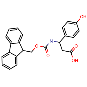 Chemical structure of Fmoc-(RS)-3-Amino-3-(4-hydroxyphenyl)-propionic acid , CAS 683218-27-1, AChemBlock T98812