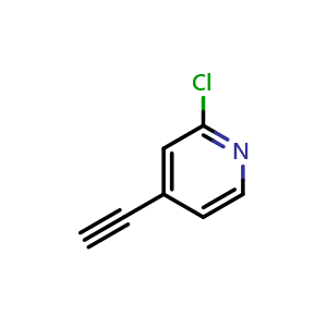 Chemical structure of 2-Chloro-4-ethynylpyridine , CAS 945717-09-9, AChemBlock T98823