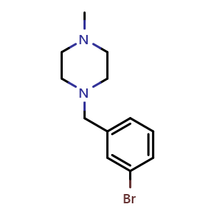 Chemical structure of 1-(3-bromobenzyl)-4-methylpiperazine , CAS 331977-03-8, AChemBlock T98833