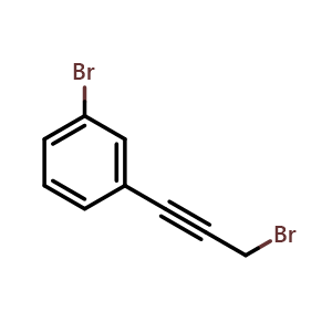 Chemical structure of 1-Bromo-3-(3-bromoprop-1-ynyl)benzene , CAS 1333171-42-8, AChemBlock T98842