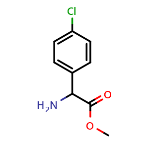 Chemical structure of Methyl2-aMino-2-(4-chlorophenyl)acetate , CAS 43189-20-4, AChemBlock T98853