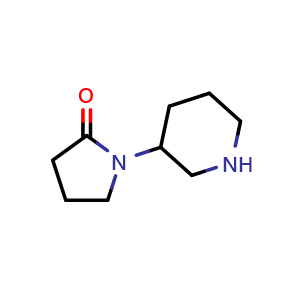 Chemical structure of 1-(3-Piperidinyl)-2-pyrrolidinone , CAS 933692-43-4, AChemBlock T98871