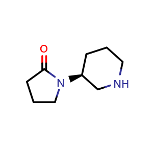 Chemical structure of 1-(3S)-3-Piperidinyl-2-pyrrolidinone , CAS 1240347-03-8, AChemBlock T98874
