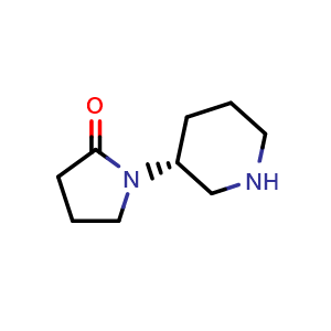 Chemical structure of 1-(3R)-3-Piperidinyl-2-pyrrolidinone , CAS 1240347-02-7, AChemBlock T98875
