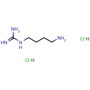 Chemical structure of 1-(4-Aminobutyl)guanidine dihydrochloride , CAS 334-18-9, AChemBlock T98890