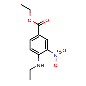 Chemical structure of 4-Ethylamino-3-nitro-benzoic acid ethyl ester , CAS 91182-00-2, AChemBlock T98917