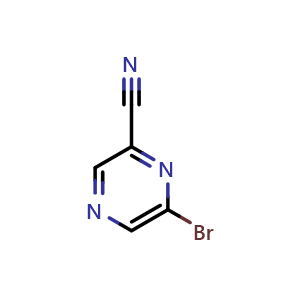 Chemical structure of 6-Bromo-2-pyrazinecarbonitrile , CAS 859064-02-1, AChemBlock T98918