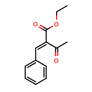 Chemical structure of Ethyl 2-benzylidene-3-oxobutanoate , CAS 620-80-4, AChemBlock T98921