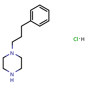 Chemical structure of 1-(3-phenylpropyl)piperazine hydrochloride , CAS 435345-43-0, AChemBlock T98933