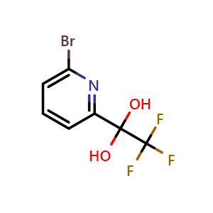 Chemical structure of 1-(6-bromopyridin-2-yl)-2,2,2-trifluoroethane-1,1-diol , CAS 2411637-56-2, AChemBlock T98934