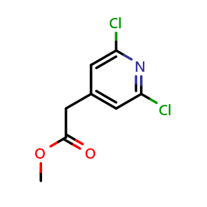 Chemical structure of Methyl 2-(2,6-dichloropyridin-4-yl)acetate , CAS 1668588-70-2, AChemBlock T98958