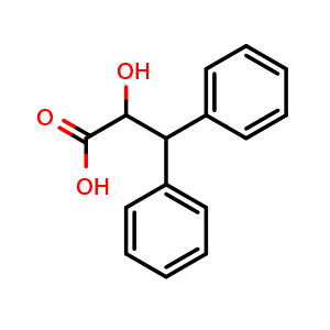 Chemical structure of 2-Hydroxy-3,3-diphenylpropanoic acid , CAS 41858-47-3, AChemBlock T98966