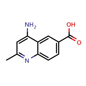 Chemical structure of 4-amino-2-methylquinoline-6-carboxylic acid , CAS 99984-73-3, AChemBlock T98969