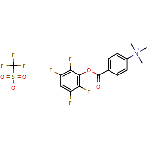 Chemical structure of N,N,N-trimethyl-4-((2,3,5,6-tetrafluorophenoxy)carbonyl)benzenaminium trifluoromethanesulfonate , AChemBlock T98977