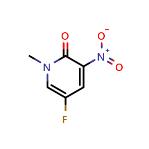 Chemical structure of 5-fluoro-1-methyl-3-nitropyridin-2(1H)-one , CAS 1616526-85-2, AChemBlock T98981