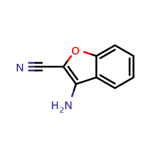 Chemical structure of 3-Amino-benzofuran-2-carbonitrile , CAS 62208-67-7, AChemBlock T98991