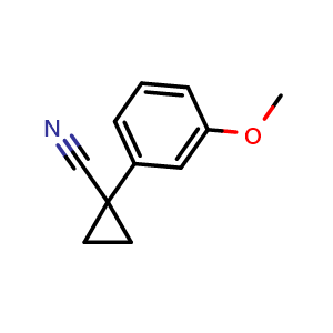 Chemical structure of 1-(3-Methoxyphenyl)cyclopropanecarbonitrile , CAS 74205-01-9, AChemBlock T98995